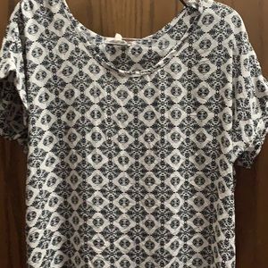 Black and cream print blouse